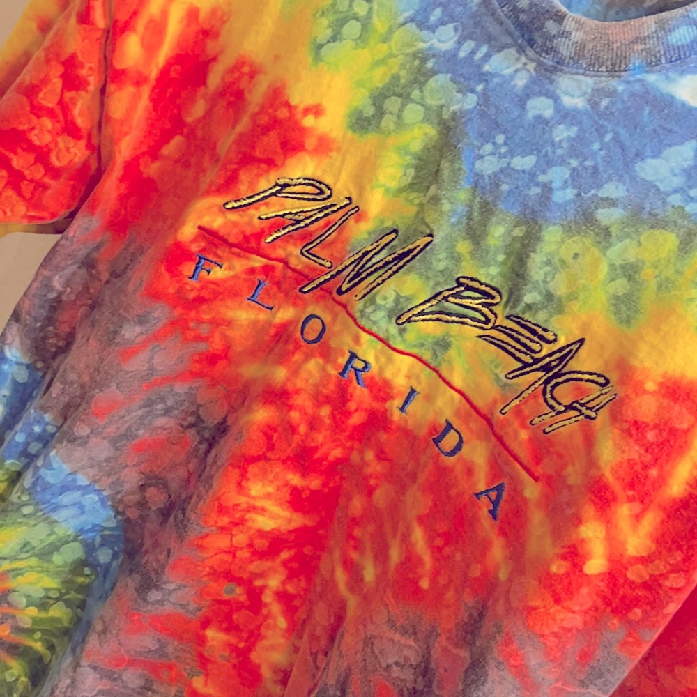 Badass Embroidery Visco 90’s 1990 Miami Vice Tie Dye Mom Dad Shirt too cool 4 u